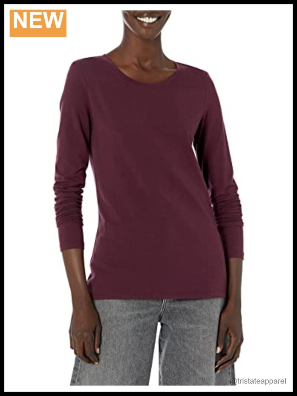 Women's Regular-Fit Long-Sleeve Crewneck T-Shirt Cotton Modal Jersey